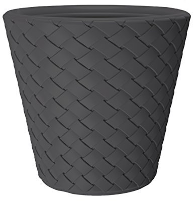 Kreher XXL Pflanzkübel mit 60 cm Durchmesser und 59 cm Höhe! Aus Kunststoff in Anthrazit in moderner Flecht-Optik. Als XXL Topf für Bäumchen, Gräser oder als Mini-Teich für Garten und Terrasse!