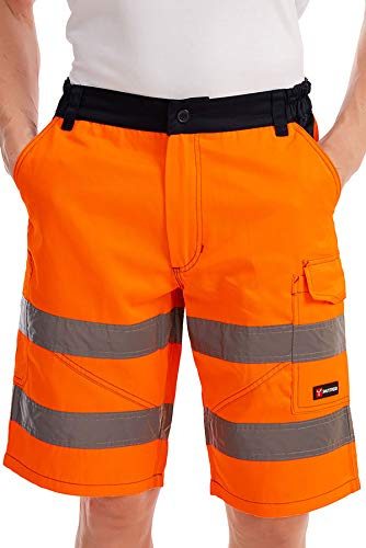 Mivaro Kurze Herren Arbeitshose Shorts mit Reflexstreifen in Signalfarben