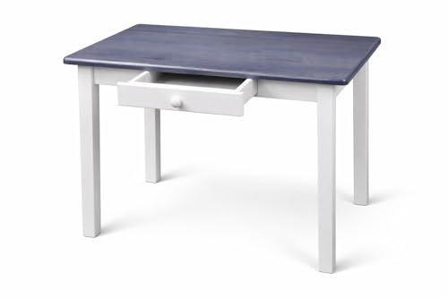 Magnetic Mobel Esstisch mit Schublade Küchentisch Tisch Restaurant Massiv Holz Kiefer (50x70, Grau/Blau)