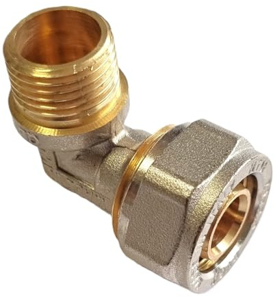 H2O-Flex® 16er Schraubfitting Winkel 90° 3/4 Außengewinde, Verbundrohr 2mm | Klemmringverschraubung für Aluverbundrohr 2,0mm, DVGW zertifiziert, Messing-Anschlüsse, korrosionsbeständig