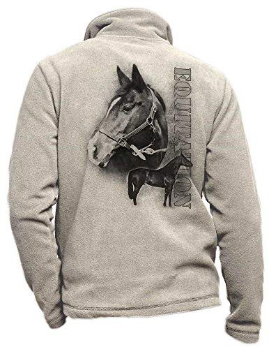 Pets-easy - Giacca in Pile da Equitazione con Cavallo bai - Abbigliamento da Equitazione Personalizzato per Cavaliere, Uomo, Beige, M
