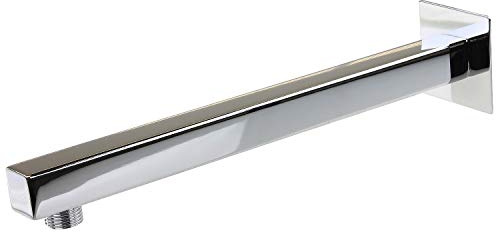 Sanixa Premium Duscharm eckig 20cm, massives Messing Verchromt mit Wandrosette - für Regendusche