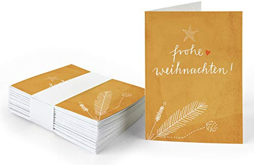 25 Geschenkanhänger frohe Weihnachten! Kupfer, originelle mini Weihnachtskarten zum Weihnachtsgeschenke Beschriften, edel exklusiv individuell, A7 Recyclingpapier Klappkarten