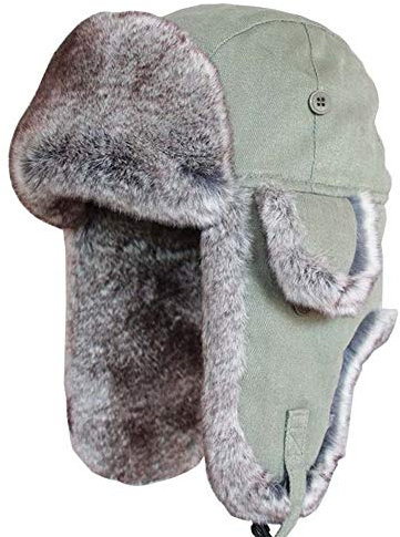 SK Studio Wintermütze mit Ohrenklappen, Warme Baumwolle Trappermütze Hut Unisex Fliegermütze Fellmütze Erwachsenen für Herren Grün/Gestrickt L