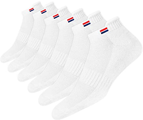 NAVYSPORT Chaussettes de Sport Basses Homme 39-42 Coton Coussin Coussin - Lot de 6 Paires Chaussettes Courtes Femme (EU 39 42, Blanc)