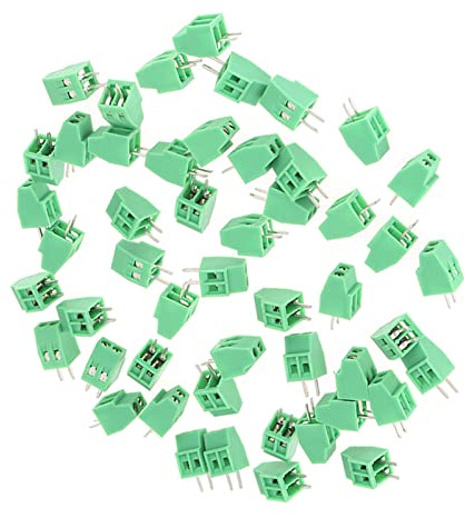 2p Klemmenblöcke 50 teiliger 2 poliger Schraubklemmenblock Anschluss 2, 54mm Universal Leiterplattenabstand Grüner Schraubblock Steckerbinder Grün 50 Teile/satz Mount Klemmenblock Stecker