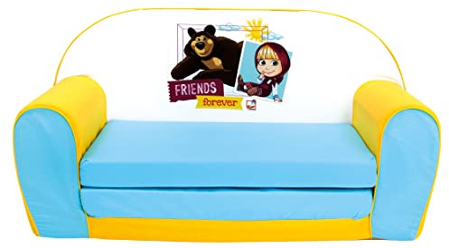 Divano per bambini Masha e l'Orso, divano letto pieghevole per la camera dei bambini (adatto a partire dall'età di 18 mesi, dimensioni di trasporto: 78 x 42 x 36 cm), multicolore
