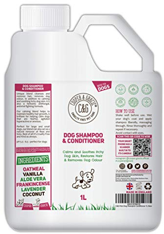 Dog Shampoo & Conditioner 1L - Grooming for Sensitive Skin, Itchy Skin, Smelly Dogs - Anti-Itch, Anti-Bacterial & Anti-Fungal Formula - Soothes & Restores Coat