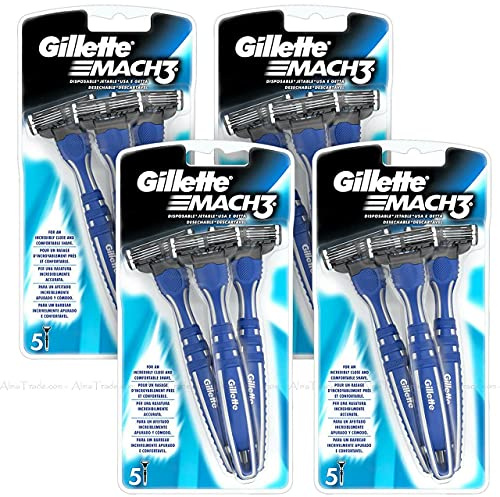 Gillette Mach3 Disposable Razors, 4 X 5 Pack