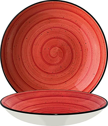 Bonna Premium Porcelain APSBLM25CK Aura Passion Plate Teller tief, Supenteller, 25cm, 1.3 Liter, Porzellan, rot, 1 Stück