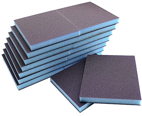 16Pcs 120 Grit Sanding Sponge, Jamiikury Fine Sanding Blocks Washable and Reusable, Wet Dry Sandpaper Sponge for Wood Metal FurniturePaint and Drywall