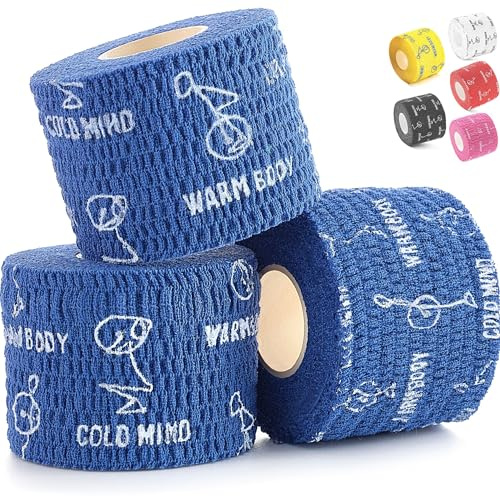 WARM BODY COLD MIND Nastro per Pollice da Sollevamento Pesi - Hook Grip Tape per Powerlifting, Cross Training, Nastro da Palestra, Allenamento, Nastro Sportivo per Dita(Blu, 3 Rotoli)