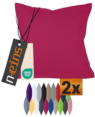 npluseins Doppelpack Baumwoll-Kissenbezüge - Moderne Wohndekoration in schlichtem Design 317.361, 50 x 50 cm, Bordeaux