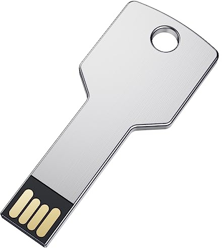 128GB Memoria USB Forma de Llave Pendrive Uflatek USB 2.0 Pen Drive Plata Memorias Flash Drive Creative Impermeable Pen USB Externo Data Stick para Regalo