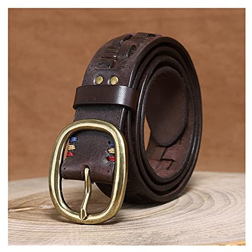 `Star Empty Gürtel mit Schnalle für Herren Handgemachte geflochtene Männer Gürtel Ledergürtel Männer Cowskin Retro Cowboy Jeans Casual Strap männlich (Color : Coffee with Box, Size : Length 115CM)