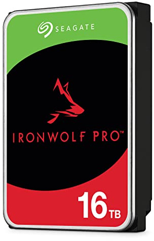 Seagate IronWolf Pro, 16TB, Unità disco interna NAS classe Enterprise - Unità SATA CMR da 6GBit/s, 3,5, 7.200 giri/min, con cache da 256 MB per sistemi NAS RAID, servizi Rescue (ST16000NT001)