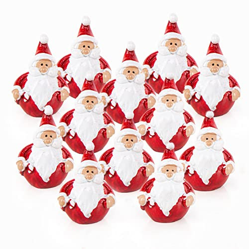 Logbuch-Verlag Lot de 12 mini figurines de Père Noël rouge et blanc 4 cm - Petit cadeau de Noël - Clients et employés