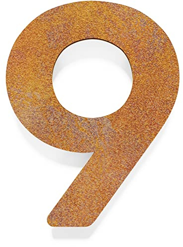 Vintage husnummer 9 – massiv, väderbeständig och hållbar – 14 cm stor – med fästmaterial – retrodesign husnummerskylt N-01-9-R