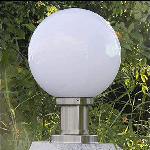 AAOTE Illuminazione acrilica a Forma di Palla per Esterni Luce per Recinzione da Giardino Illuminazione a Colonna per Parco Lampade a Colonna con Base in Acciaio Inossidabile Lampione Stradale