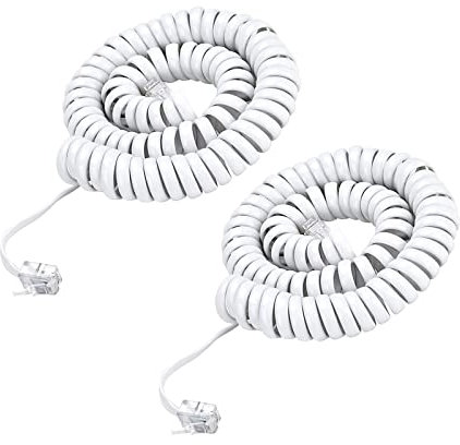 HAWAKA Telephone Cable Cord, 2 Pack 5 Feet Phone Cord Works with All Corded Landline Phones,Handset Cord, Universally Compatible,for Use in Home or Office, Telephone Accessory