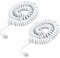HAWAKA Cable telefónico, RJ9 (4P4C), cable de teléfono en espiral, cable telefónico de 6 pies para teléfono fijo de la oficina en casa, conector blanco enrollado (WH-4Feet, 2pc)