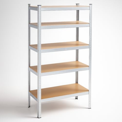 SPRINGOS Schwerlastregal 180x90x40cm 875kg Metallregal Steckregal mit 5 Verstellbaren Ablagen MDF Kellerregal Garagenregal Werkstattregal Lagerregal für Garage Keller Werkstatt