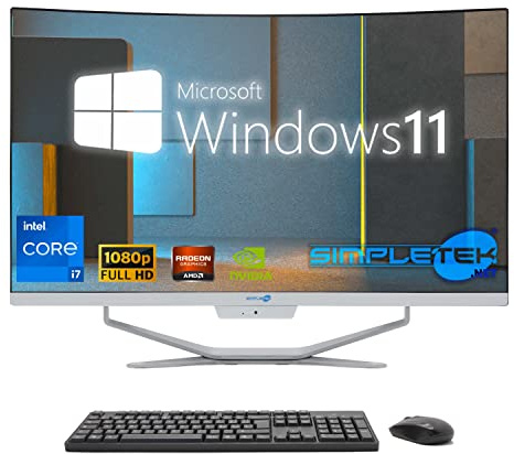 SIMPLETEK - PC All in One 27 Curvo Windows 11 | Processore Core i7 12° Gen con Scheda Video RX550 4GB | 16GB RAM DDR4 SSD 960GB
