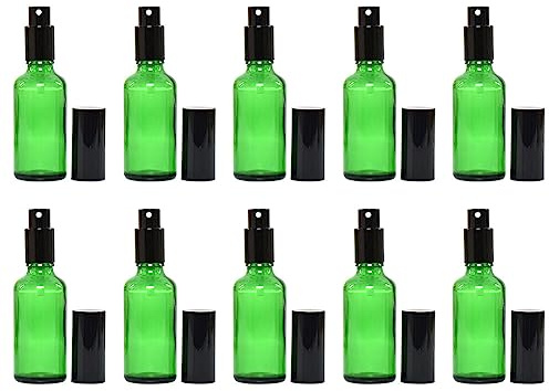 10ml Flacon Vaporisateur Vide Verre, Vert Anti-UV Flacon Spray avec Brouillard de Pulverisateur Fine, Mini Bouteille d'huile Essentielle, pour Voyage, Massages, Pharmaciens, 10pcs