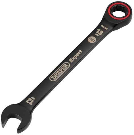 Draper 03884 Expert HI-TORQ Metric Ratchet Combination Spanner, 13mm, Black