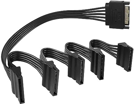 YACSEJAO SATA Power Verlängerungskabel 15 Pin SATA 1 Stecker auf 5 Buchsen Splitter Festplattenkabel für HDD、SSD、Optische Laufwerke（1.6FT/50CM）