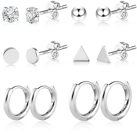 ALEXCRAFT Kleine Zirkon Ohrstecker Set für Damen Mehrere Ohrringe Schmuck