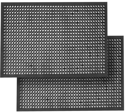 Anti Fatigue Rubber Floor Mat 2 Pack Restaurant Kitchen Mats for Floors Non-Slip Bar Floor Mats Entry Door mat Drainage Mats Utility Garage Home Pool Use 36 x 60 Inches