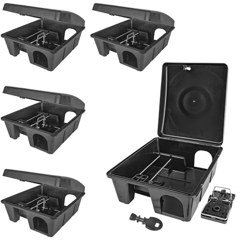 Auswahl Köderstation Ratten Mäuse Köderbox Schlagfalle Garten Mausfalle Rattenköderbox Box Rattenfalle Rattenköderstation Kinder- Haustiersicher Koederbox Gift Petigi, Anzahl:5