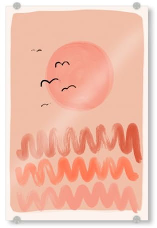 artboxONE Acrylglasbild 45x30 cm Natur Pastell Rosa Sonnenuntergang - Bild Sommer dekorativ Meer