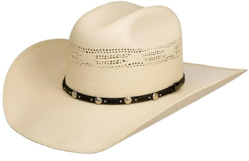 Stetson Ranson Western Vented Toyo Strohhut Einfarbiger Hut Ledergarniturband UV-Schutz 40 Unisex Frühjahrs Sommer weiß S (54-55 cm)