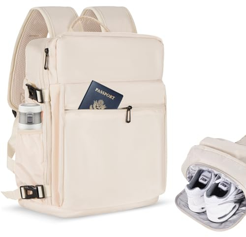 Gluckstar Kabinentasche 45x36x20 L, 30L, 17 Zoll Laptoprucksack, Unter Sitztasche für Herren und Damen, Groß Beige