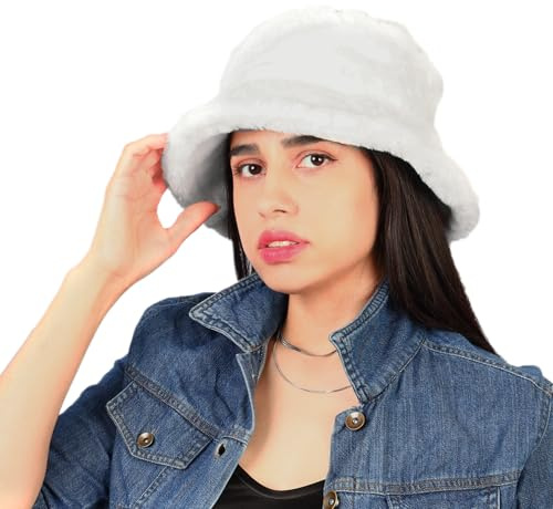 MILAKOO Pelzige Eimermütze Winterwarme Kunstfellmütze Fischermütze für Frauen Damen Herren Plüsch Weich Fischerhut Winter Bucket Hat
