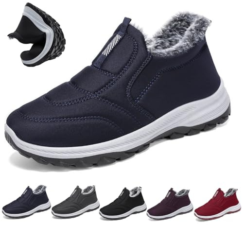 Zapatos Ortopédicos De Invierno Klody,zapatos Ortopédicos Cómodos Con Soporte Para El Arco,botas De Nieve Informales Cálidas Con Forro De Piel Para Senderismo Para Mujeres Y Hombres (Azul,39)