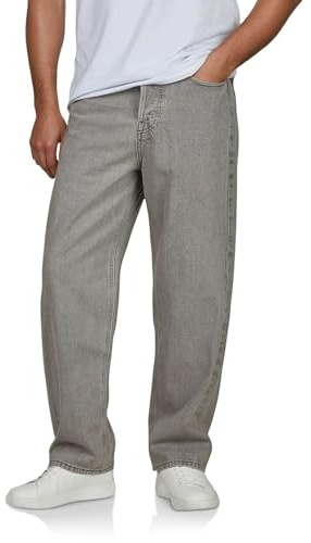JACK & JONES Jeans Herren Baggy Fit Baumwolle JJIALEX JJCOOPER Weite Jeanshose Hose Denim, Länge:32L, Farbe:Grey Denim (12281036), Weite:36W