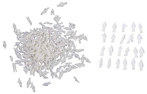 Gvvsjgdbis 200 Stück weiße Modellpersonen: 100 Stück Modellfiguren im Maßstab 1:200 verschiedene Stile und 100 Stück HO Maßstab 1:100 Modellpersonen, unlackierte Zugfiguren