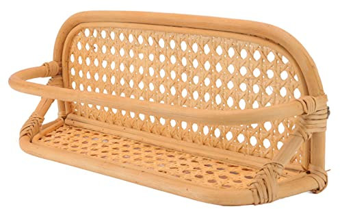 Handgewebtes Rattan-Wandregal aus Holz, Zeitschriftenhalter, Schweberegal für Eingangsbereich, Wohnzimmer, Wartezimmer