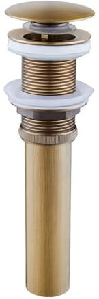 Messing Waschbecken Pop-Up-Ablaufknopf Badezimmerstöpsel Siphon Abflussvorrichtung Waschbecken Abtropffläche Siphon Gold Badewanne Waschbeckenstöpsel Zubehör Überlauf, Antik Kein Überlauf, 66 * 210