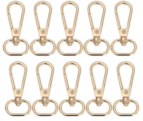 10 Stück Drehbare Goldene Karabinerhaken, Lanyard-Karabinerhaken, D-Ring Abnehmbarer Schnapphaken Metall-Karabinerverschluss, Karabiner für Hundeleine, Karabiner mit Drehgelenk für Taschenzubehör