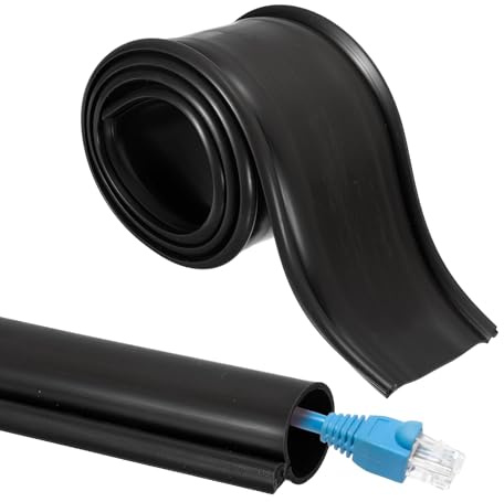 sourcing map 3.3ft Cable Management Sleeve, 1 Inch ID Flexible Cord Wires Hider Cover Insulation Snap-fit Protector for Substation, High-voltage Electrical Networks, Black