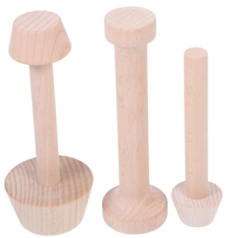 TOYANDONA 3 piezas Molde para Tartas de Huevo de Madera con Doble Cabezal y Medio Prensa de Masa para Repostería Casera Herramienta de Cocina para Mini Horno y Bizcochos