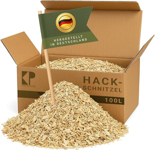 kingpower Hackschnitzel für Ofen Rindenmulch für Garten Hochbeet Holz Pflanzen Einstreu Holzhackschnitzel Grob Holzschnitzel Streu Beet Abdeckung Deko Abdeckung 100-500 L