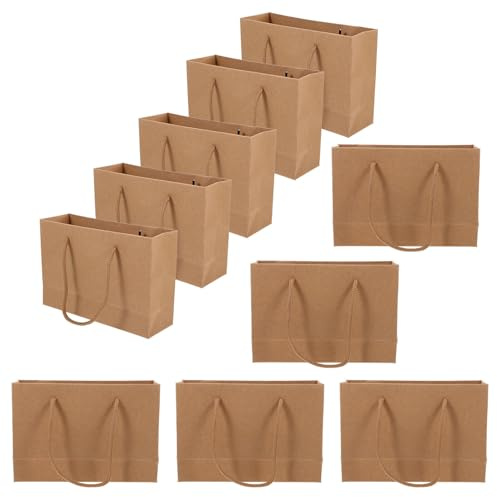 Gatuida 10stücke Kraftpapiertüten für Geschenke und Aufbewahrung Robuste Papiertüten mit Tragegriff Verpackungstüten aus Papier für Verschiedene Artikel