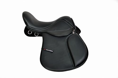 Synthetic Leather General Purpose Horse Saddle Deep Cushioned 16 Inch Seat Lightweight Black