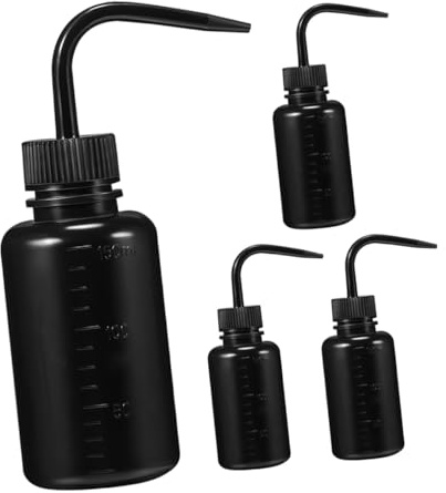 ULTECHNOVO Set 4 Flaconi per Ciglia 150 Ml Neri Flaconi Vuoti per Lavaggio e Risciacquo Accessori per Tatuaggi Punta Tagliabile e Scala Graduata per Uso Domestico e Professionale in