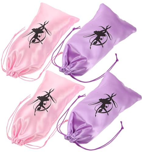 Healeved 4 St Satin Balettskoväska med Dragsko Dam Flickvänlig Skopåse för Resor och Förvaring Dammtät Organizer för Balettskor i Elegant Rosa och